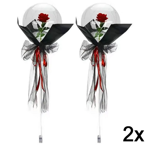 2x Balon cu LED-uri și trandafir pentru momente de neuitat | LOVEBALLOON