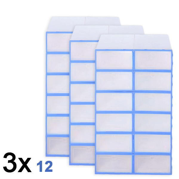 3x Cutie de plastic pentru depozitarea pantofilor (12 bucăți) | SHOEZY