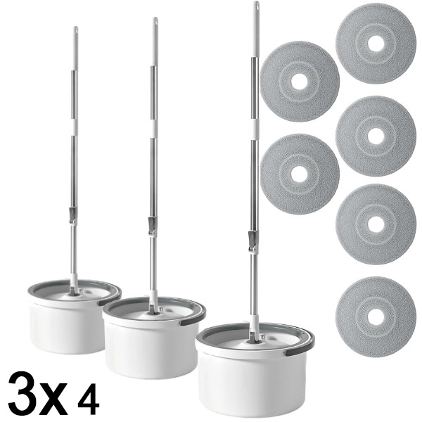 3x Set mop rotativ cu găleată | TIDYBROOM