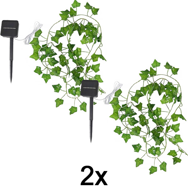 2x Instalație solară cu frunze artificiale de iederă (5 m) | LEAFGLO